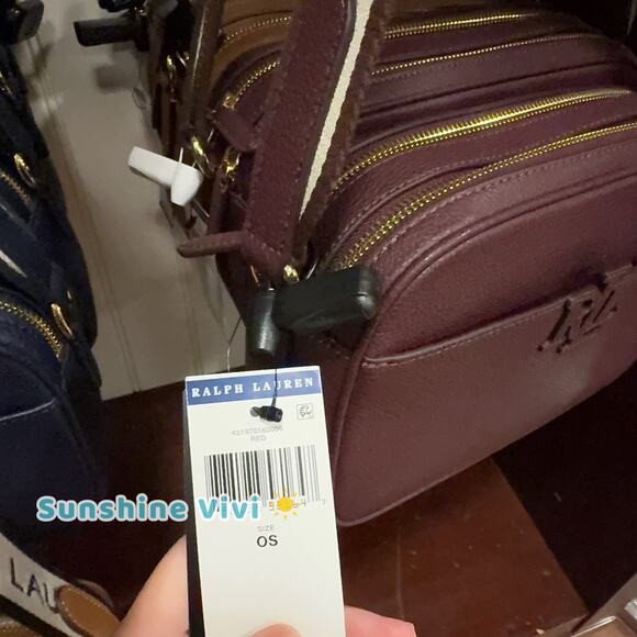 NWT Lauren Ralph Lauren Carrie Pebble Leather Crossbody Bag Wine Red - Picture 2 of 6